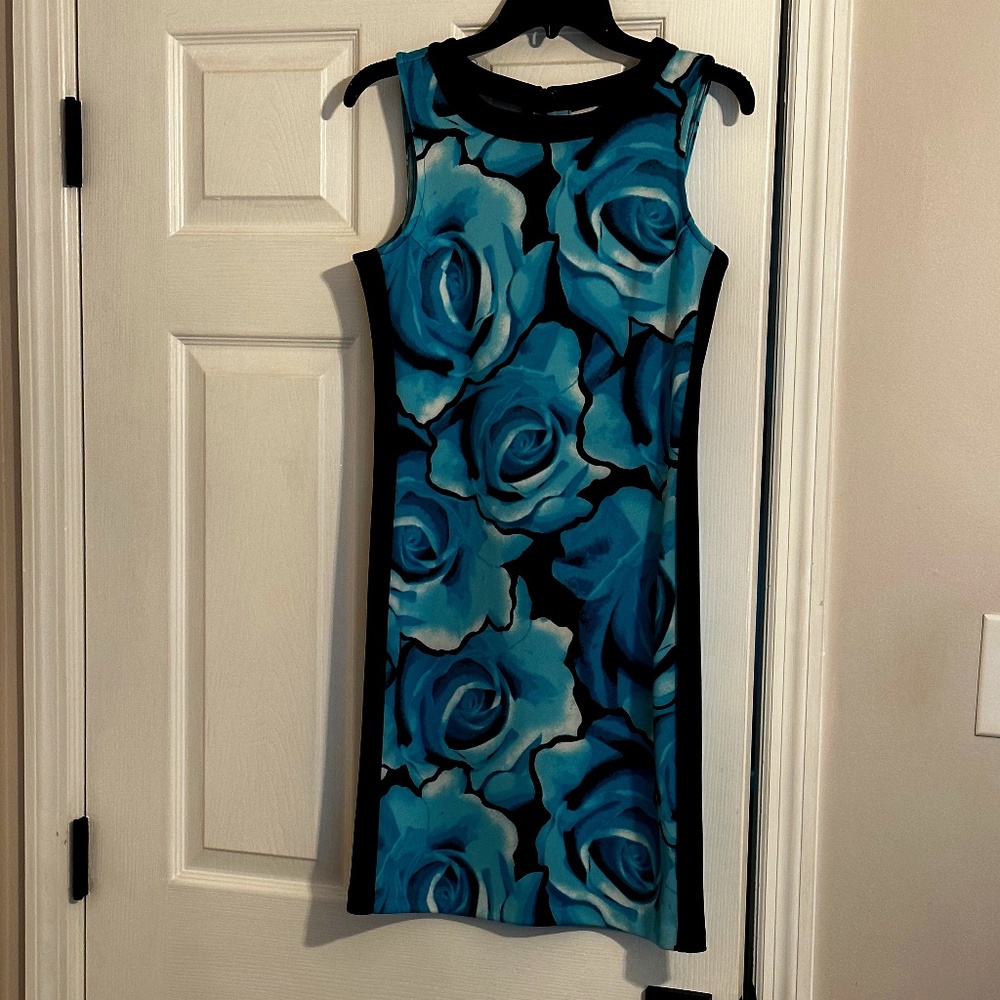 Black and blue summer print dress